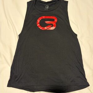 Cyclebar Black Muscle Tee with Red Glitter Logo